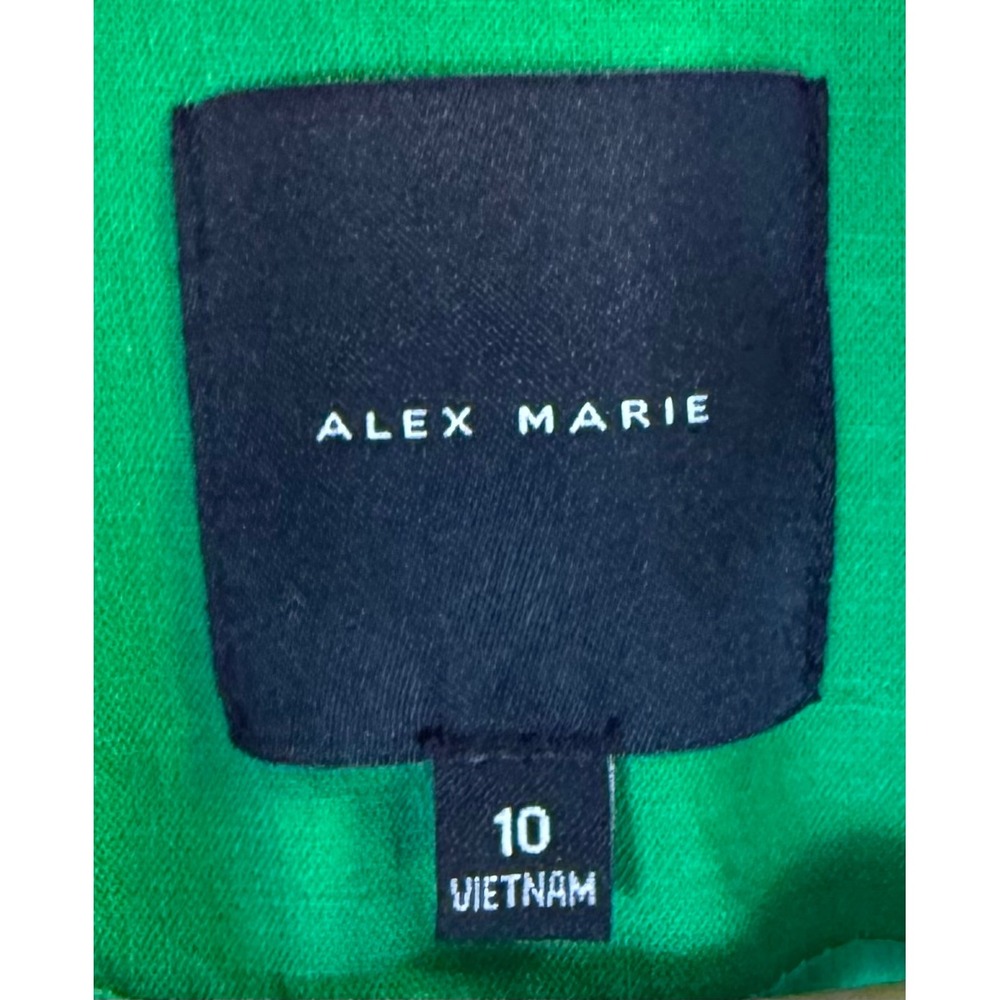Alex Marie Green Linen Blend Button Front Blazer Jacket Preppy Classic Size 10 - Picture 6 of 8